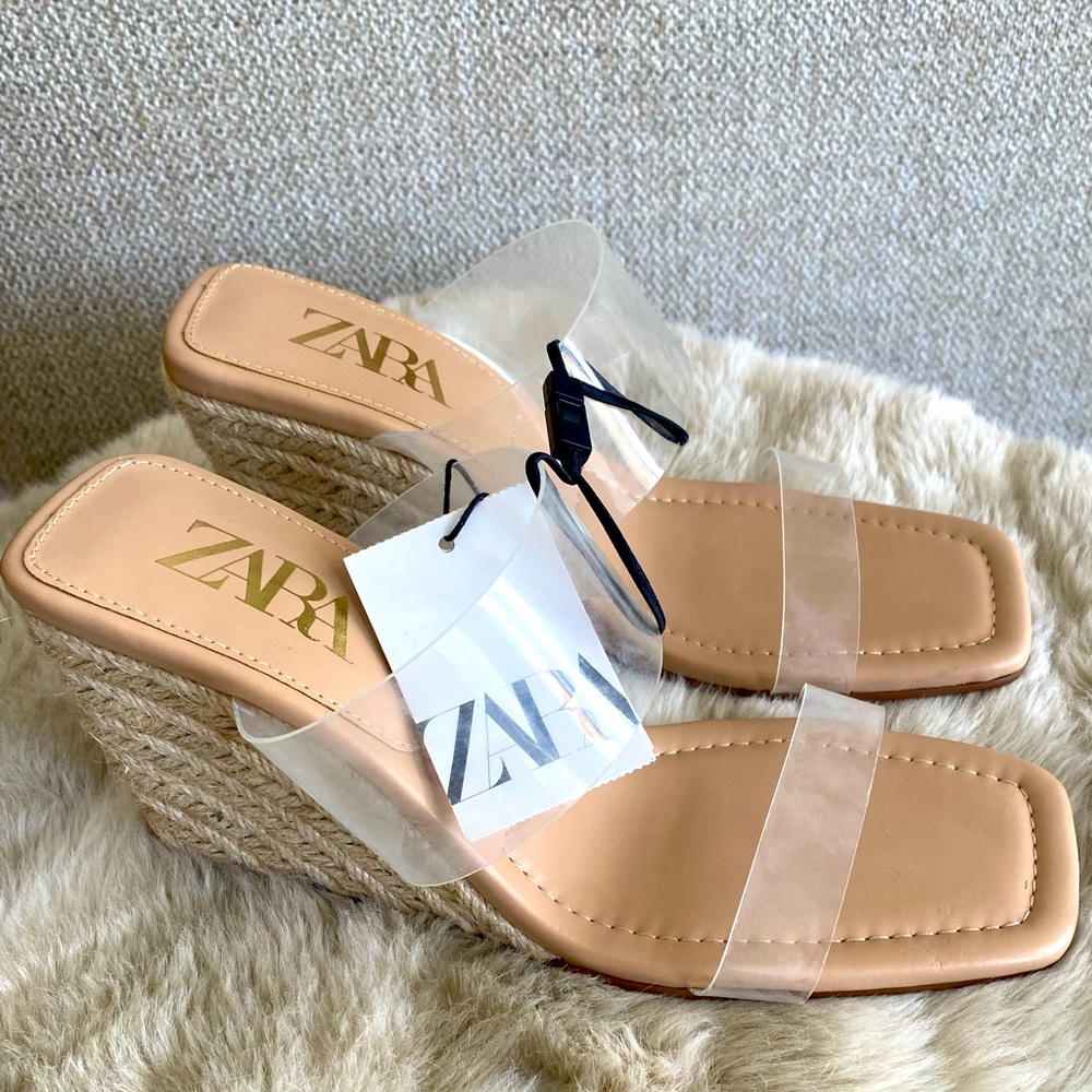NWT Espadrille Wedges w/ Lucite Straps